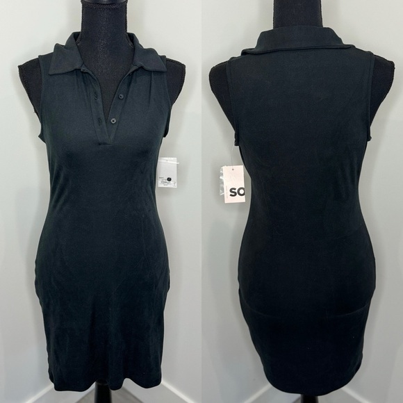 SO Black Collared Sleeveless Midi Dress (S) - Picture 1 of 7